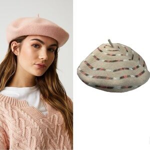 Parkhurst 100% Wool Beret Multi Colour Stitching